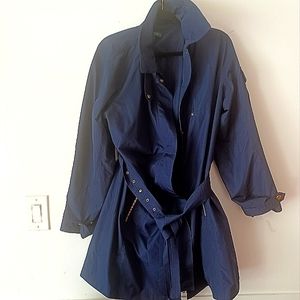 NWOT LAUREN RL Navy Windbreaker 3/4 Jacket Coat XL